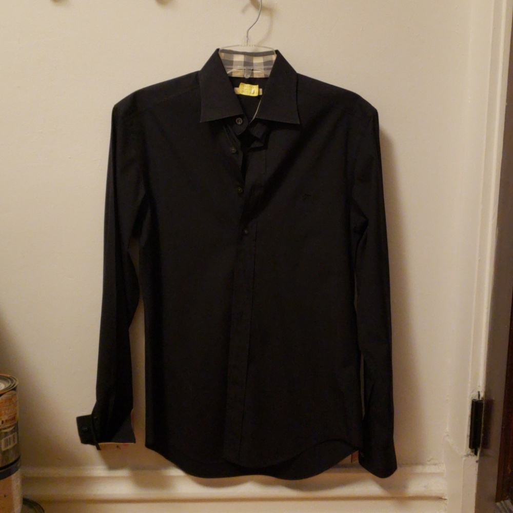 Black Burberry Button Down Men's Shirt